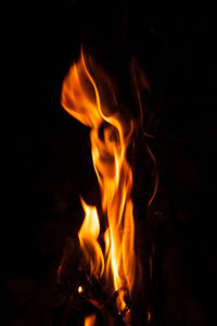 Close-up of fire in the dark