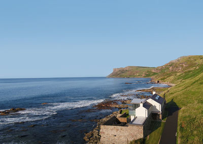 Scenic view of sea against clear sky