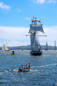 Sailboat sailing in sea