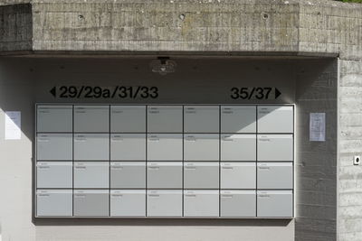 Close-up of letter box lockers