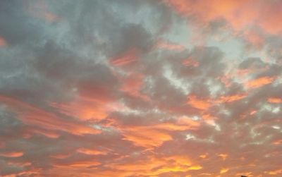 Low angle view of cloudy sky at sunset