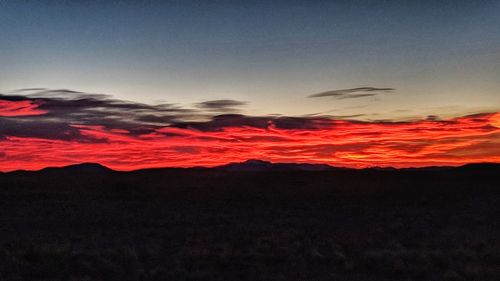 Scenic view of silhouette mountain against sky during sunset