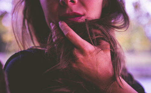 Close-up portrait of a beautiful young woman