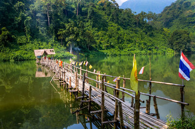 Scenic view of lake against trees