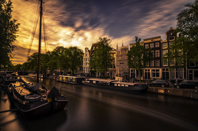 View of boats moored at dock