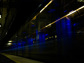 Blurred motion of train at night