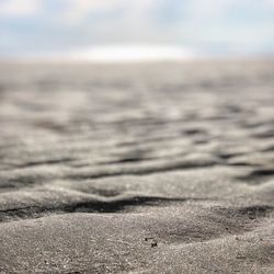 Surface level of sand on beach against sky