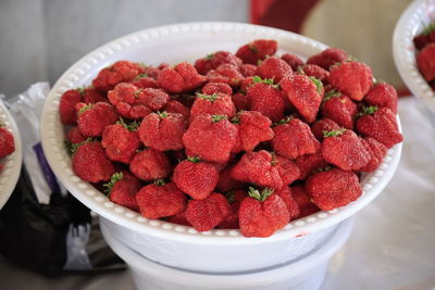 Close-up of strawberries in bowl