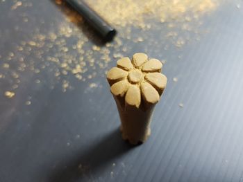 High angle view of bread on table