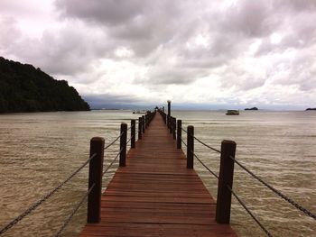 Pier over sea against sky