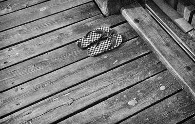 High angle view of boardwalk on footpath