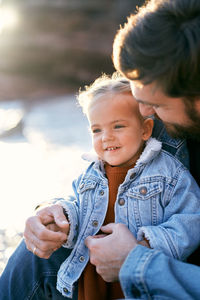 Father and daughter outdoors