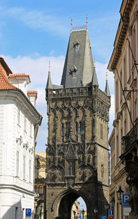 Building called powder tower or powder gate is a gothic tower in prague in czech republic