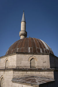 Domed roof and minaret of mosque in pocitelj in the capljina municipality in bosnia and herzegovina