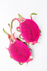 High angle view of strawberries