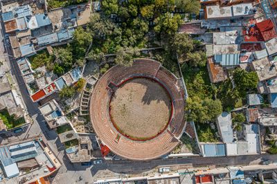 High angle view of buildings in city