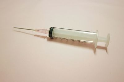 High angle view of pen on table against white background