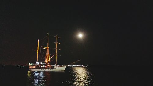 View of illuminated water at night