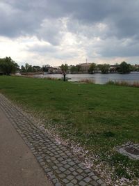 River against cloudy sky