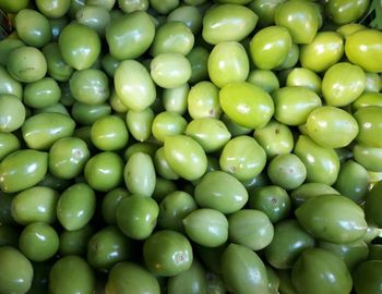 Full frame shot of green apples in market