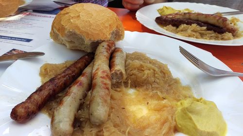 Close-up of served food in plate