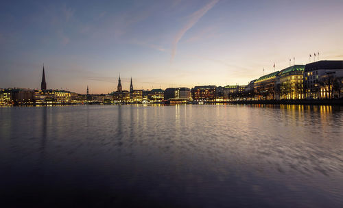 View on the famous city skyline of hamburg 