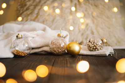 Christmas composition. christmas balls and decorations. new year concept.