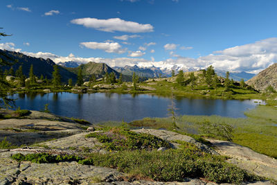 Scenic view of lake against sky