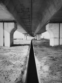 View of railroad tracks in tunnel