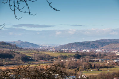 Scenic view of townscape against sky