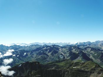 Scenic view of pyrenean mountain chain against clear blue sky