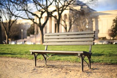 Empty bench in park