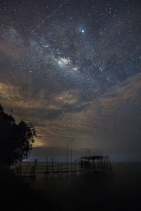 Scenic view of silhouette trees against sky at night