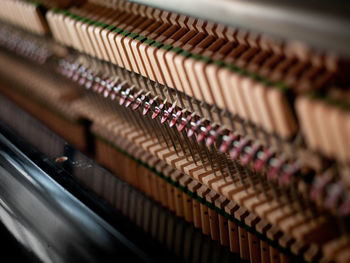 Close-up of piano strings