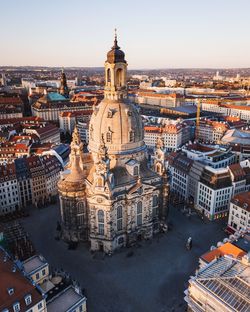 High angle view of buildings in city
