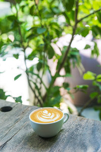 Coffee cup on table