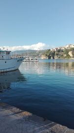 Scenic view of calm sea against clear sky