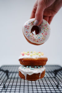 Close-up of hand holding ice cream