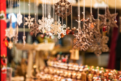 Christmas decorations for sale at market stall