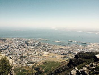 High angle view of townscape against sky