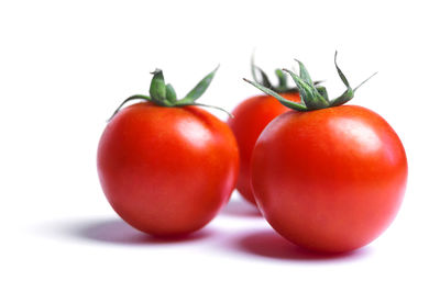 Close-up of tomatoes against white background