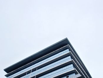 Low angle view of security camera against clear sky