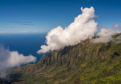 Scenic view of majestic mountains against sky