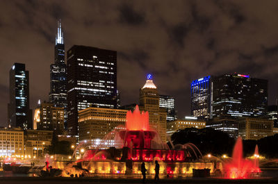 View of illuminated city at night