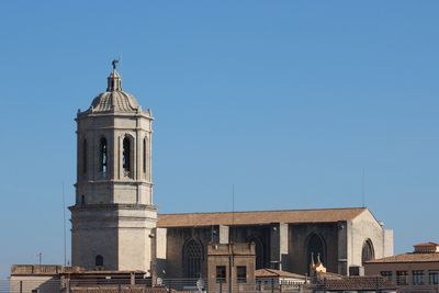 Girona cathedral against clear sky