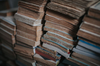 Full frame shot of old books