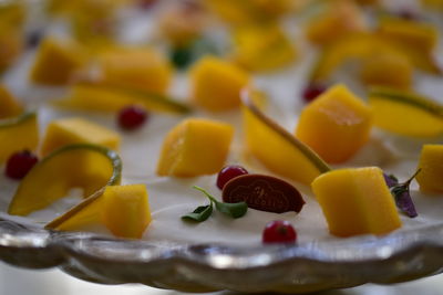 Close-up of fruits in plate