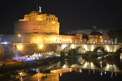 Illuminated building at night