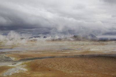 Scenic view of landscape against cloudy sky