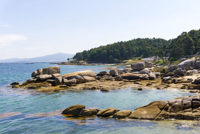 Scenic view of sea against clear sky